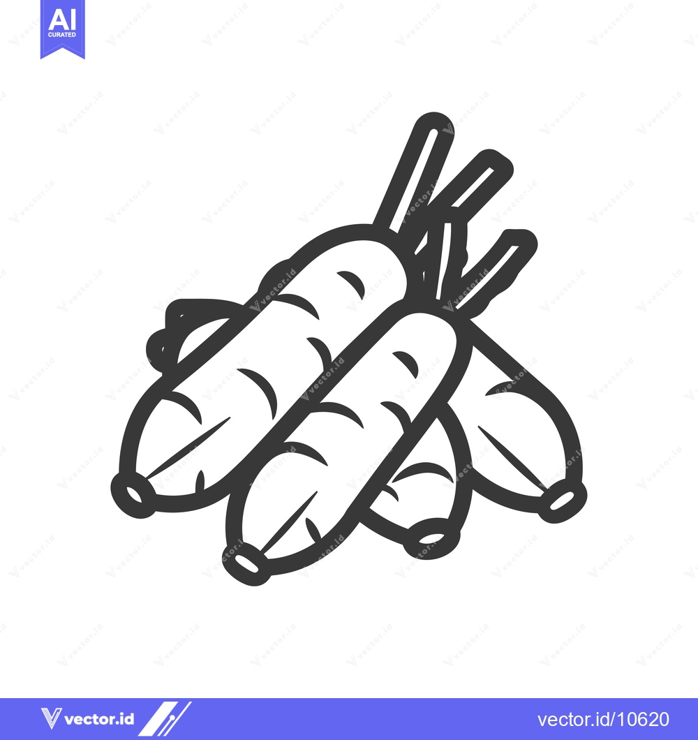 Premium Vector dari A Black and White Line Drawing of Four Carrots