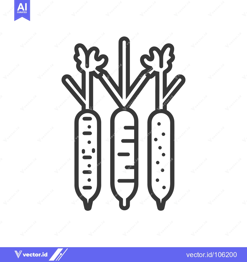 Premium Vector dari Three Line-Drawn Carrots with Tops