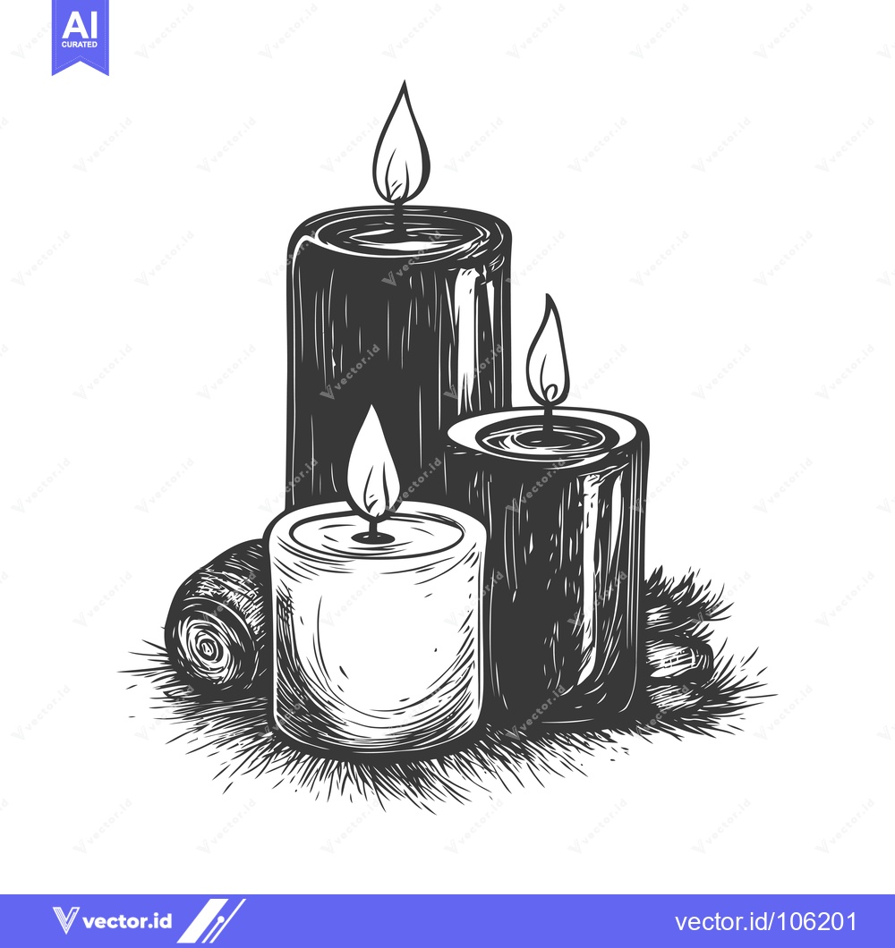 Premium Vector dari Three Lit Candles with Decorative Elements
