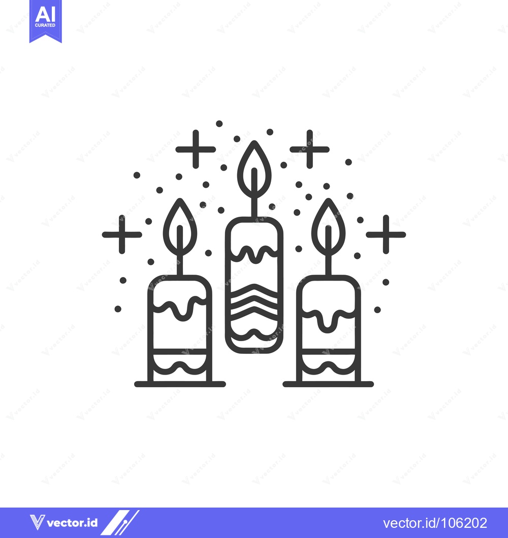 Premium Vector of Three Lit Candles with Flames and Decorative Elements