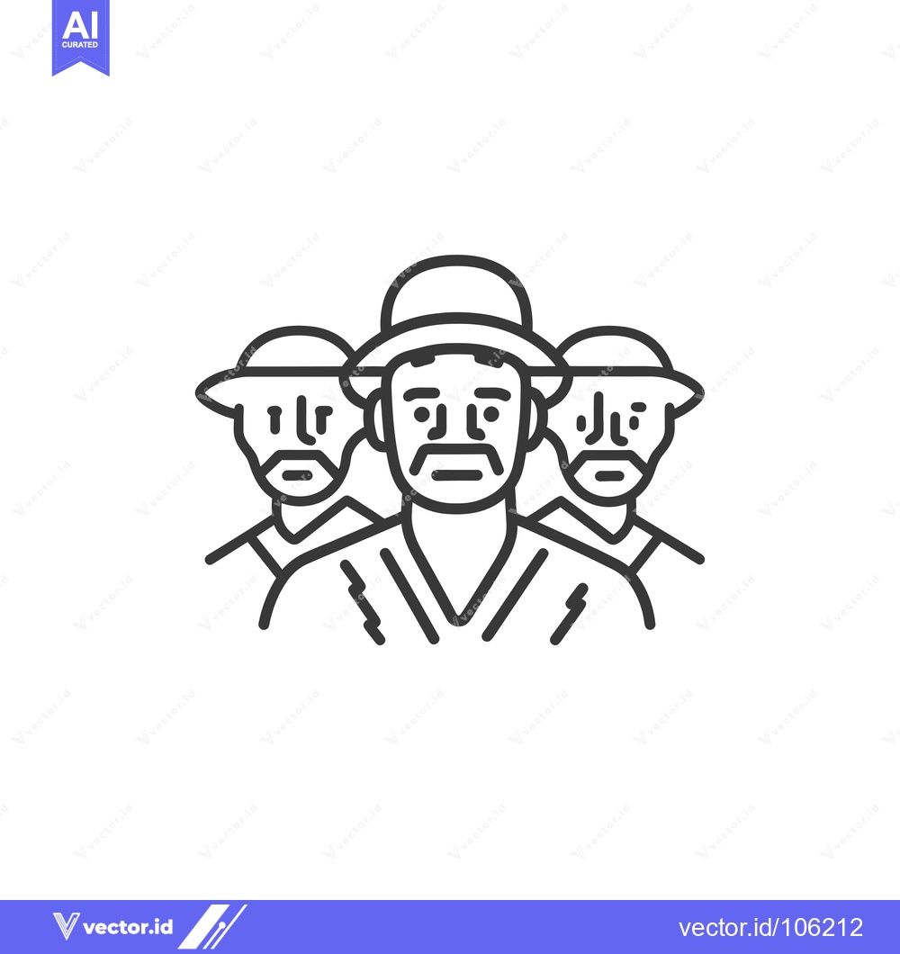 Premium Vector of Three Men Wearing Hats With Simple Line Art Style