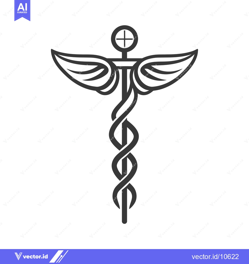 Premium Vector dari A Black and White Line Drawing of the Caduceus, a Symbol of Medicine