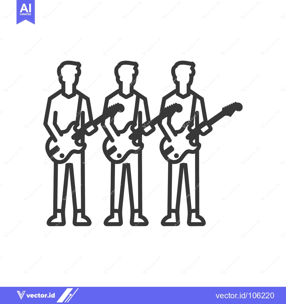 Premium Vector dari Three Musicians Playing Electric Guitars in a Row