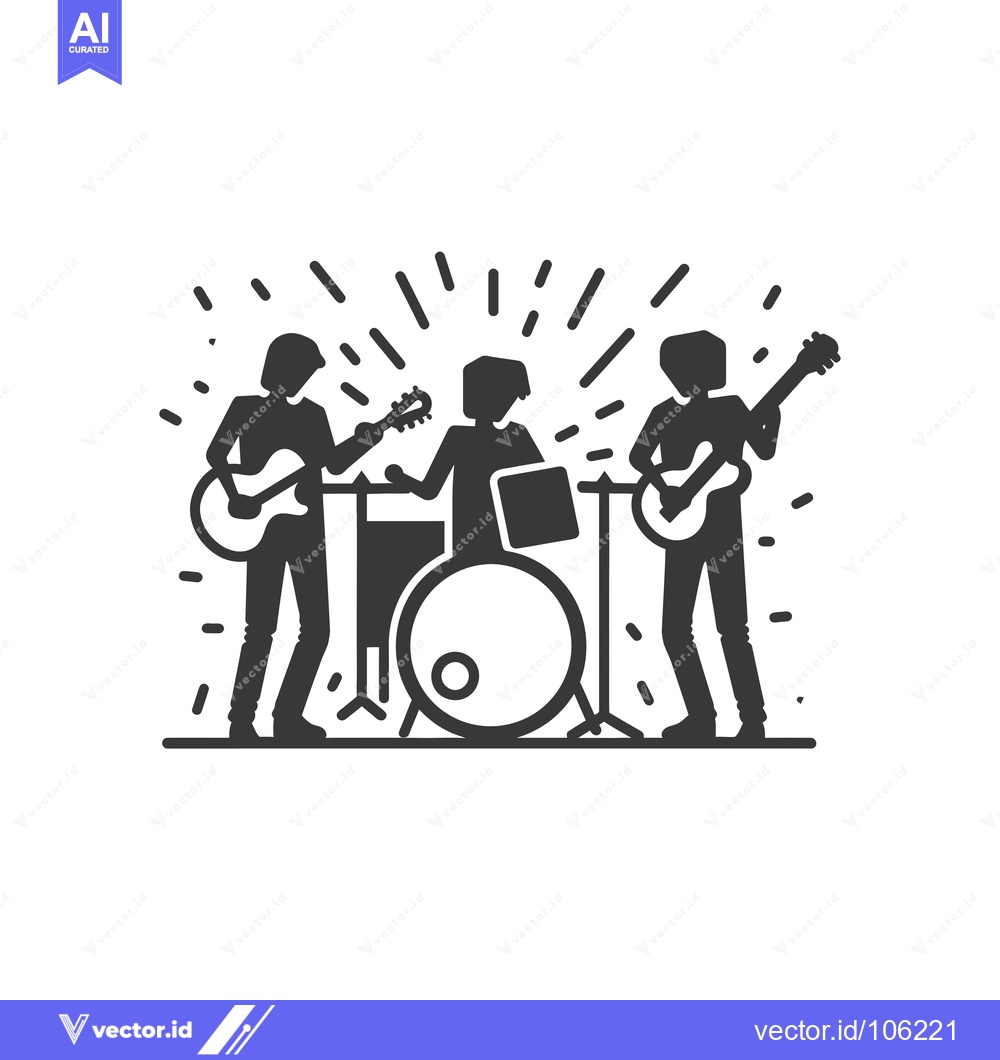 Premium Vector dari Three Musicians Playing Instruments on a Stage with a Spotlight Above