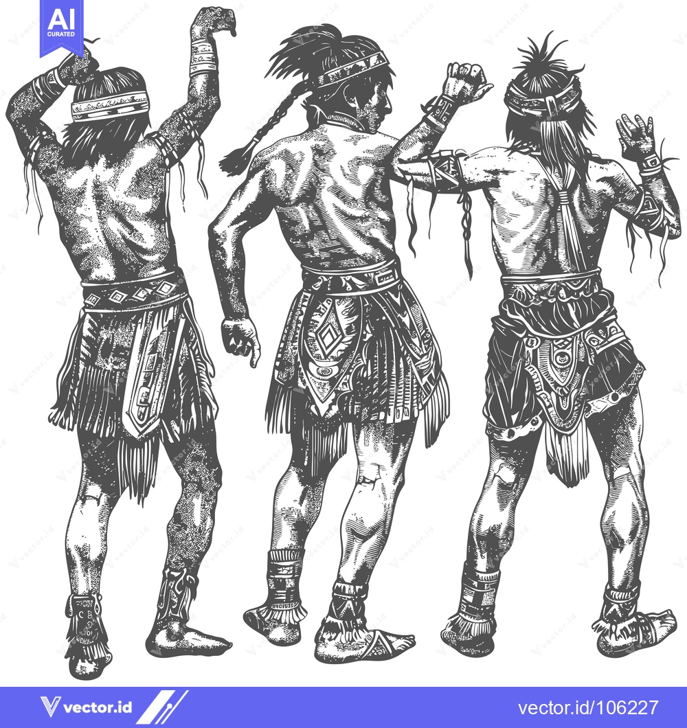 Premium Vector dari Three Native American Warriors in Traditional Dress