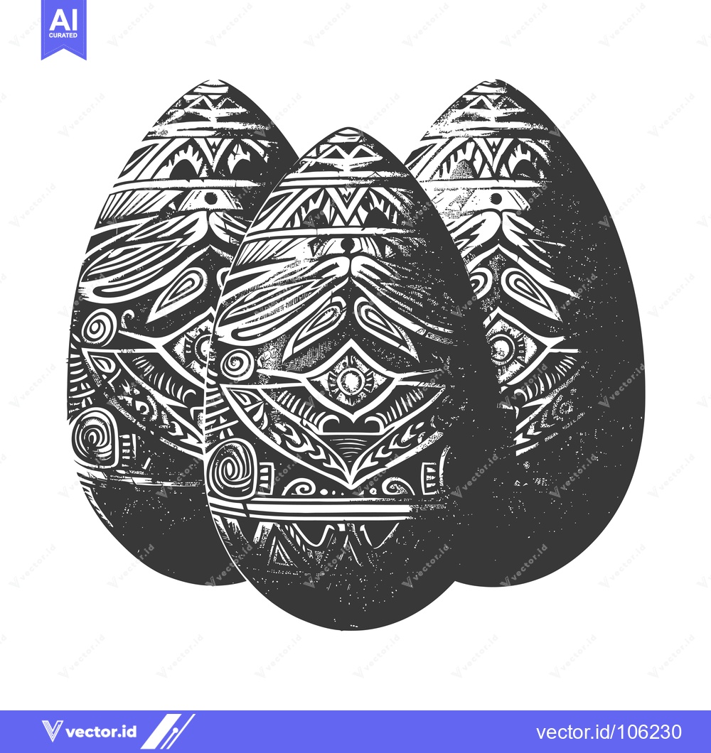 Premium Vector dari Three Ornamental Eggs with Geometric Patterns