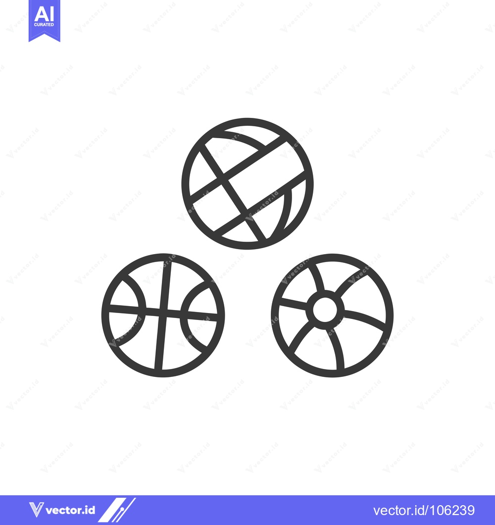Premium Vector dari Three Outline Balls, Volleyball, Basketball, and Beach Ball