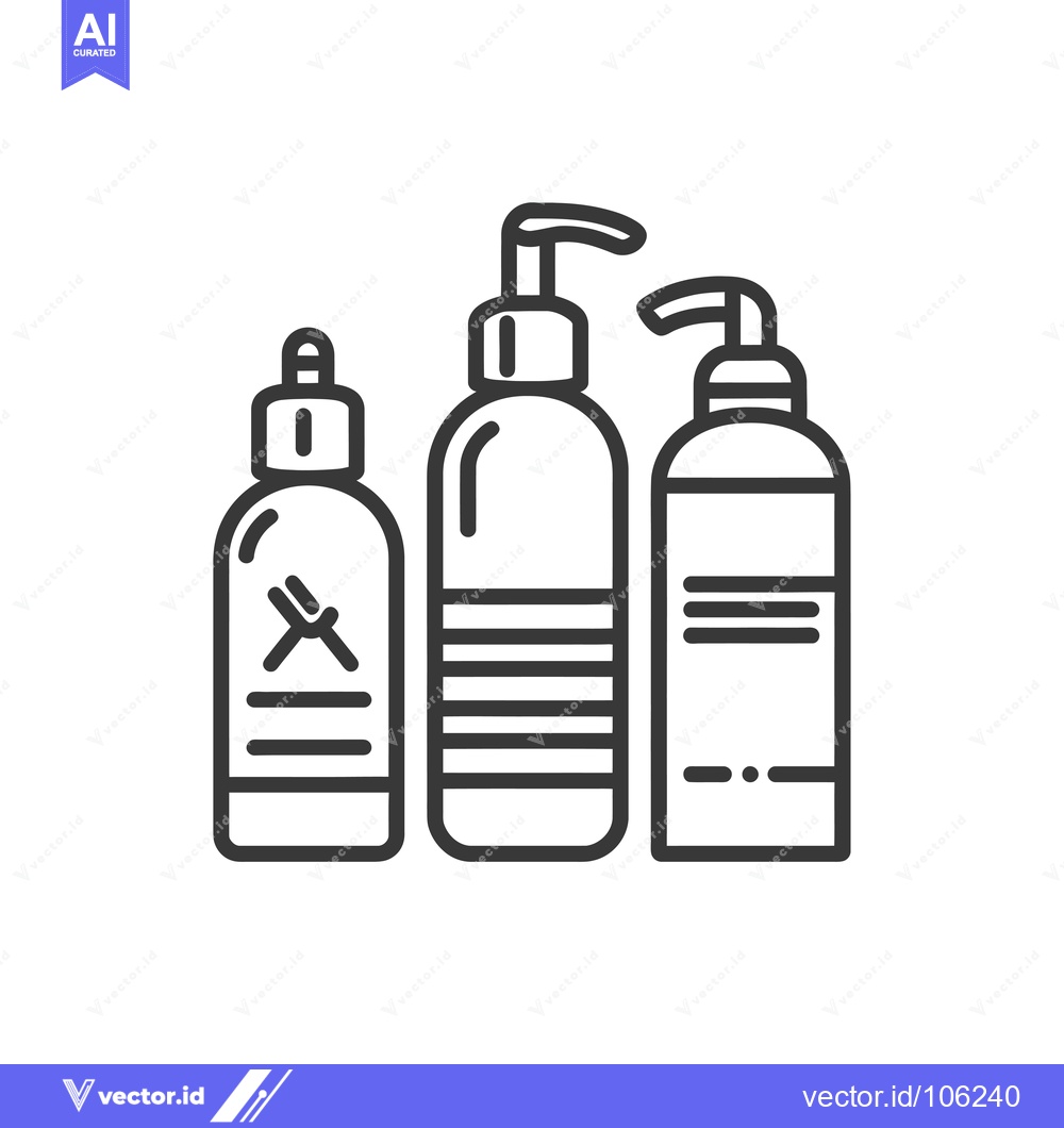 Premium Vector dari Three Outline Bottles of Liquid Soap and Lotion