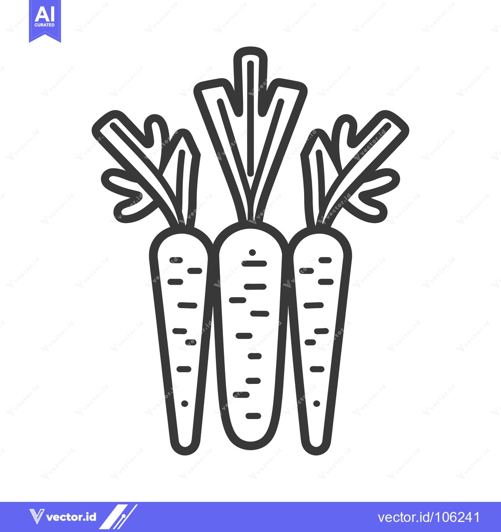 Premium Vector dari Three Outline Carrots with Green Tops