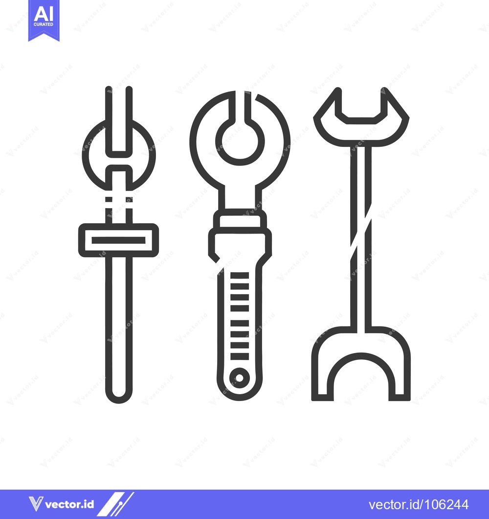 Premium Vector dari Three Outline Illustrations of Different Wrenches