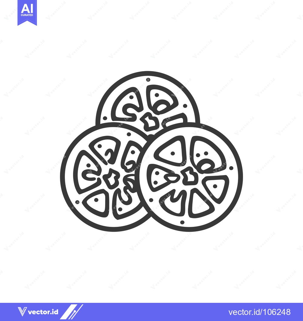 Premium Vector dari Three Outline Slices of a Circular Fruit with Seeds