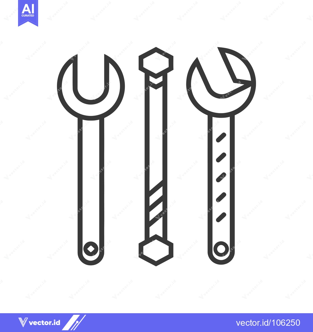 Premium Vector dari Three Outline Wrench Tools with Different Ends