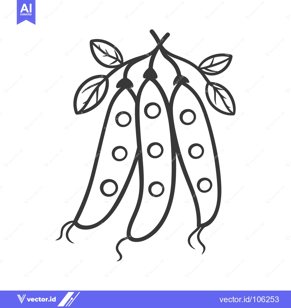 Premium Vector of Three Pea Pods with Leaves