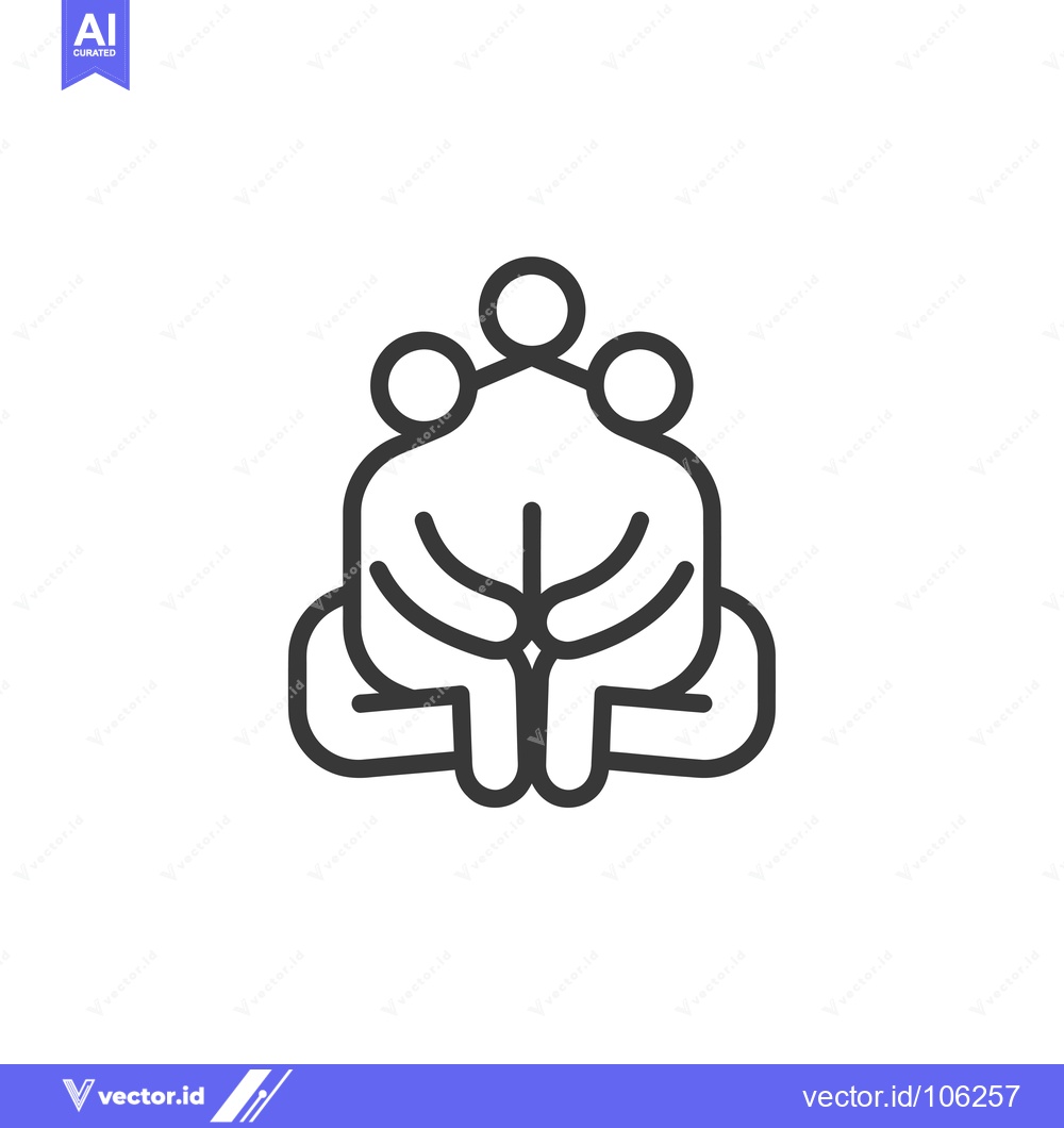 Premium Vector dari Three people connected in a circle, sitting with legs crossed.