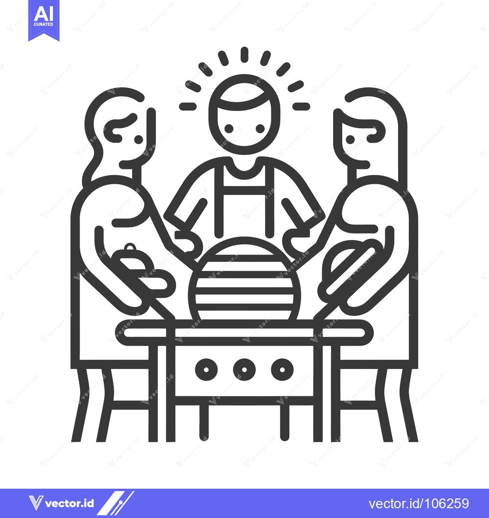 Premium Vector dari Three People Enjoying a Barbecue Meal Together