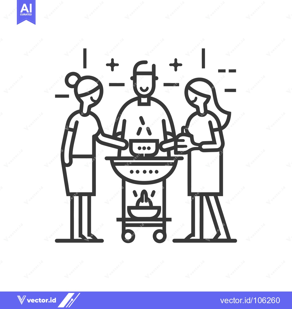 Premium Vector dari Three People Enjoying a Barbecue Together