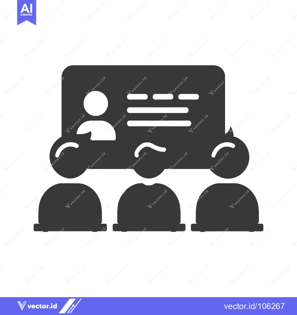 Premium Vector dari Three People Listening to a Presentation with a Profile Icon and Text