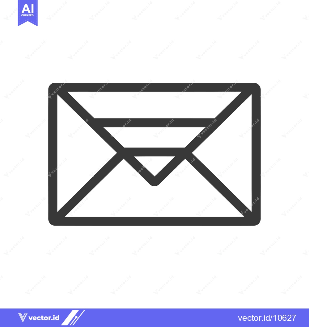 Premium Vector of A black and white outlined icon depicting a closed envelope