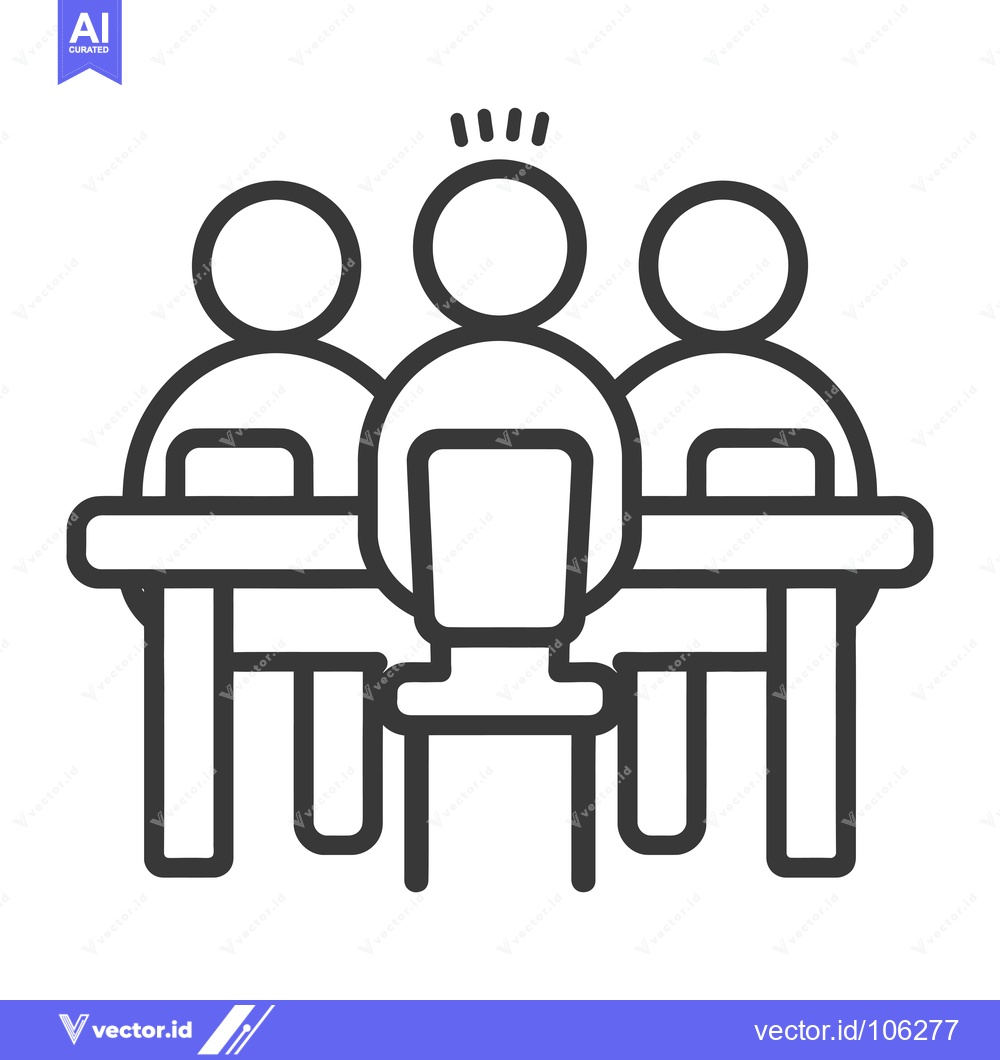 Premium Vector of Three People Sitting at a Table with One in the Middle with an Idea