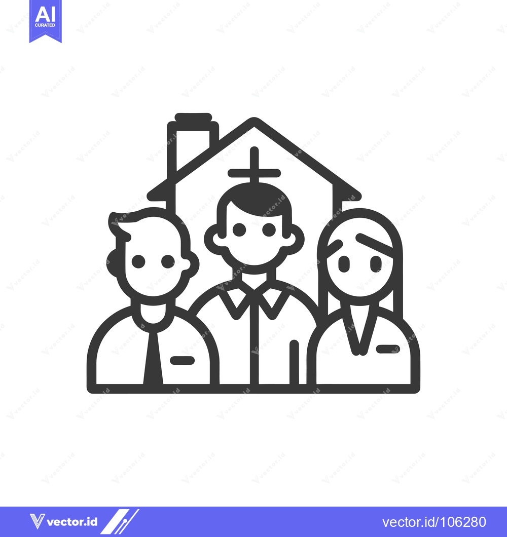 Premium Vector of Three People Standing in Front of a House Icon
