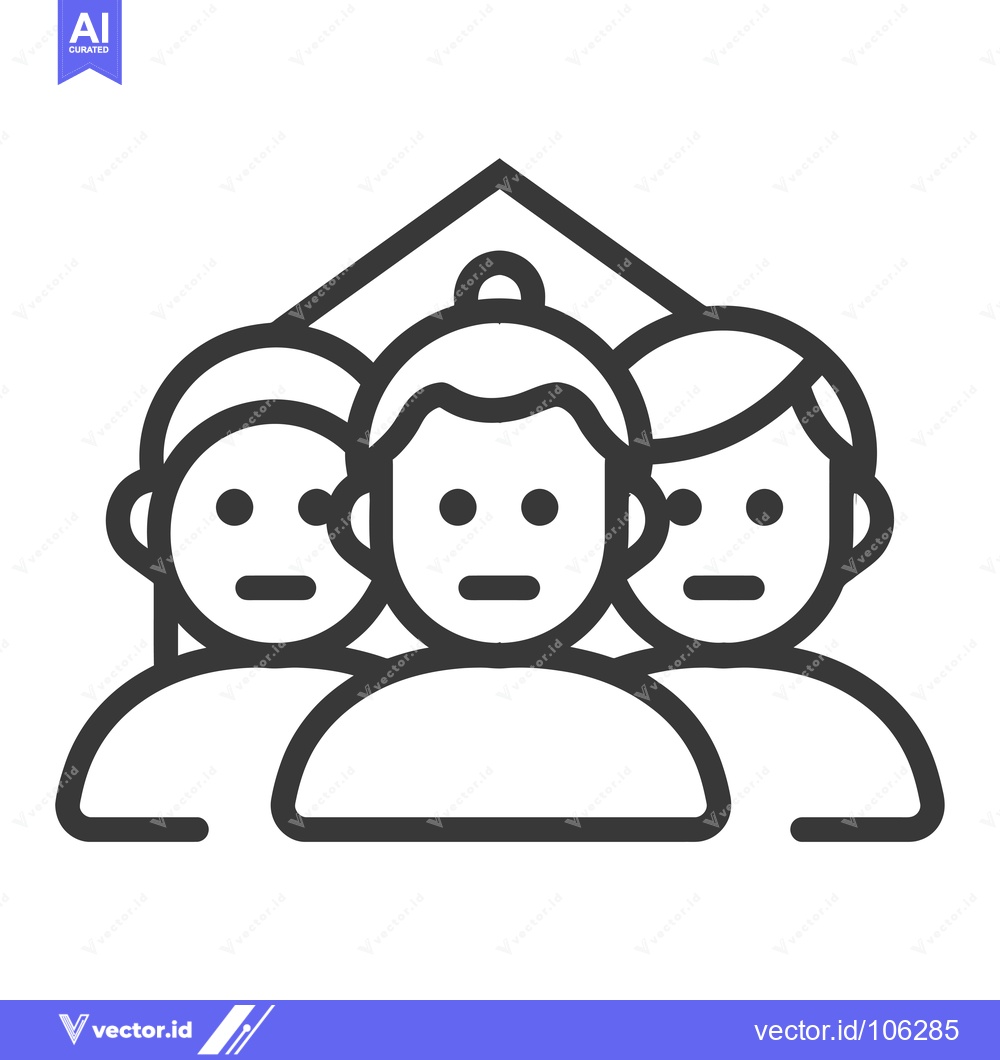 Premium Vector of Three People Under a Roof Line Icon