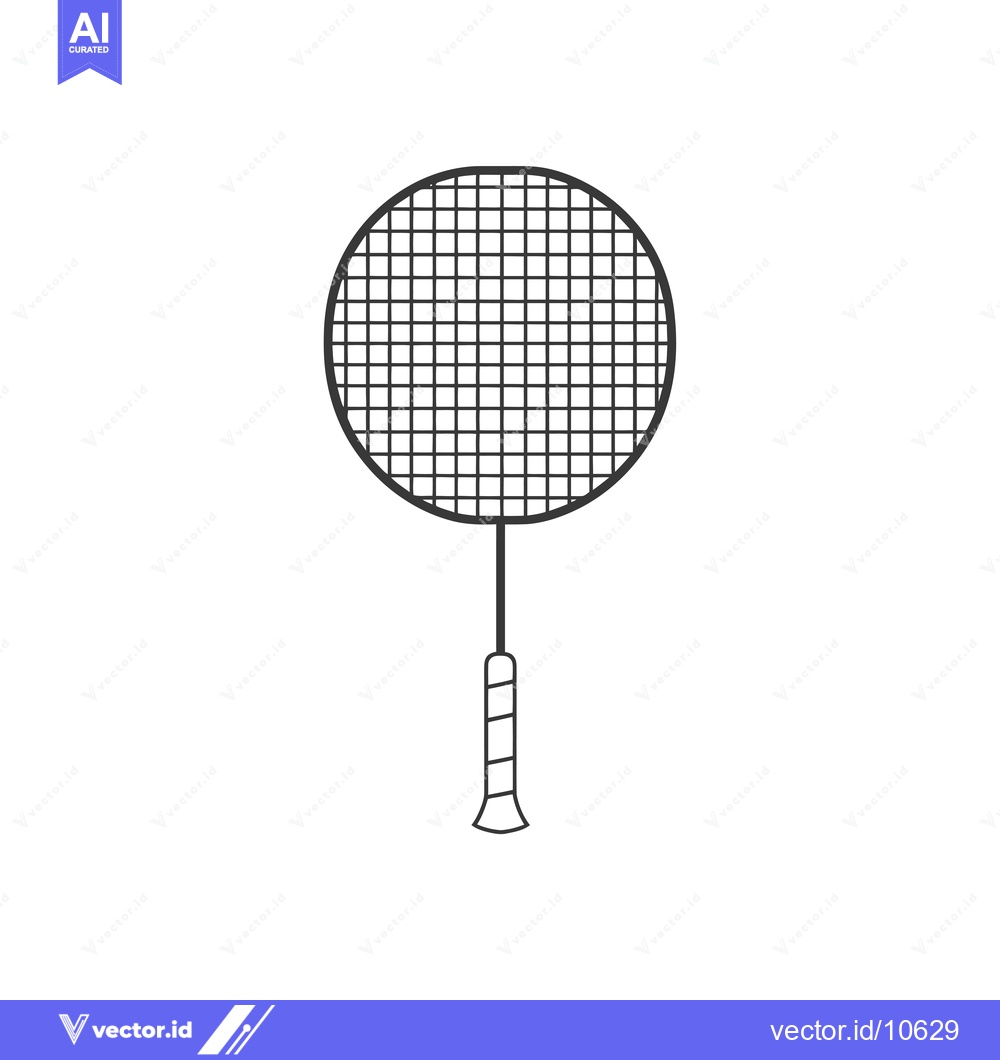 Premium Vector dari A black and white outline drawing of a badminton racket