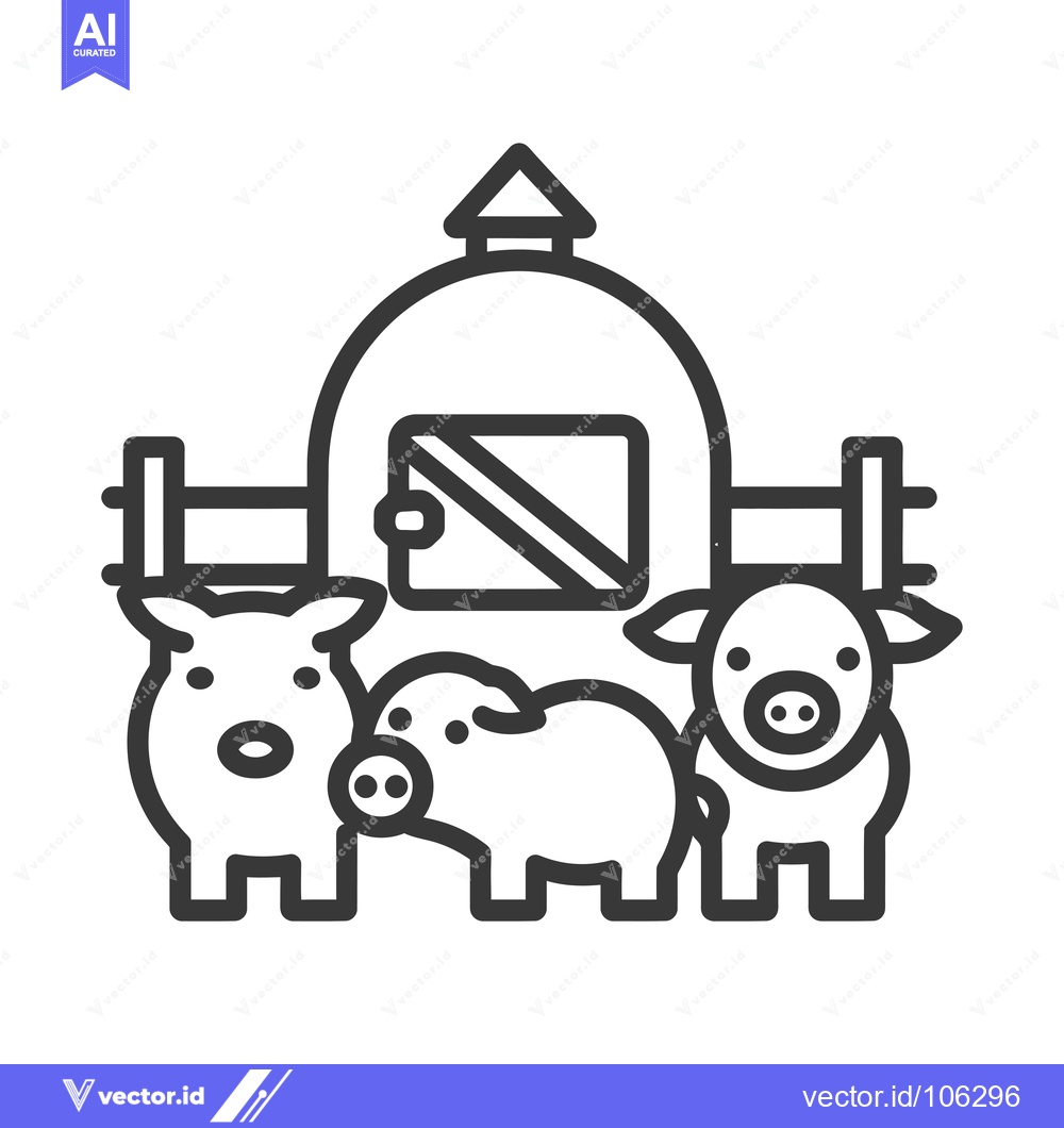 Premium Vector of Three Pigs Standing in Front of a Barn