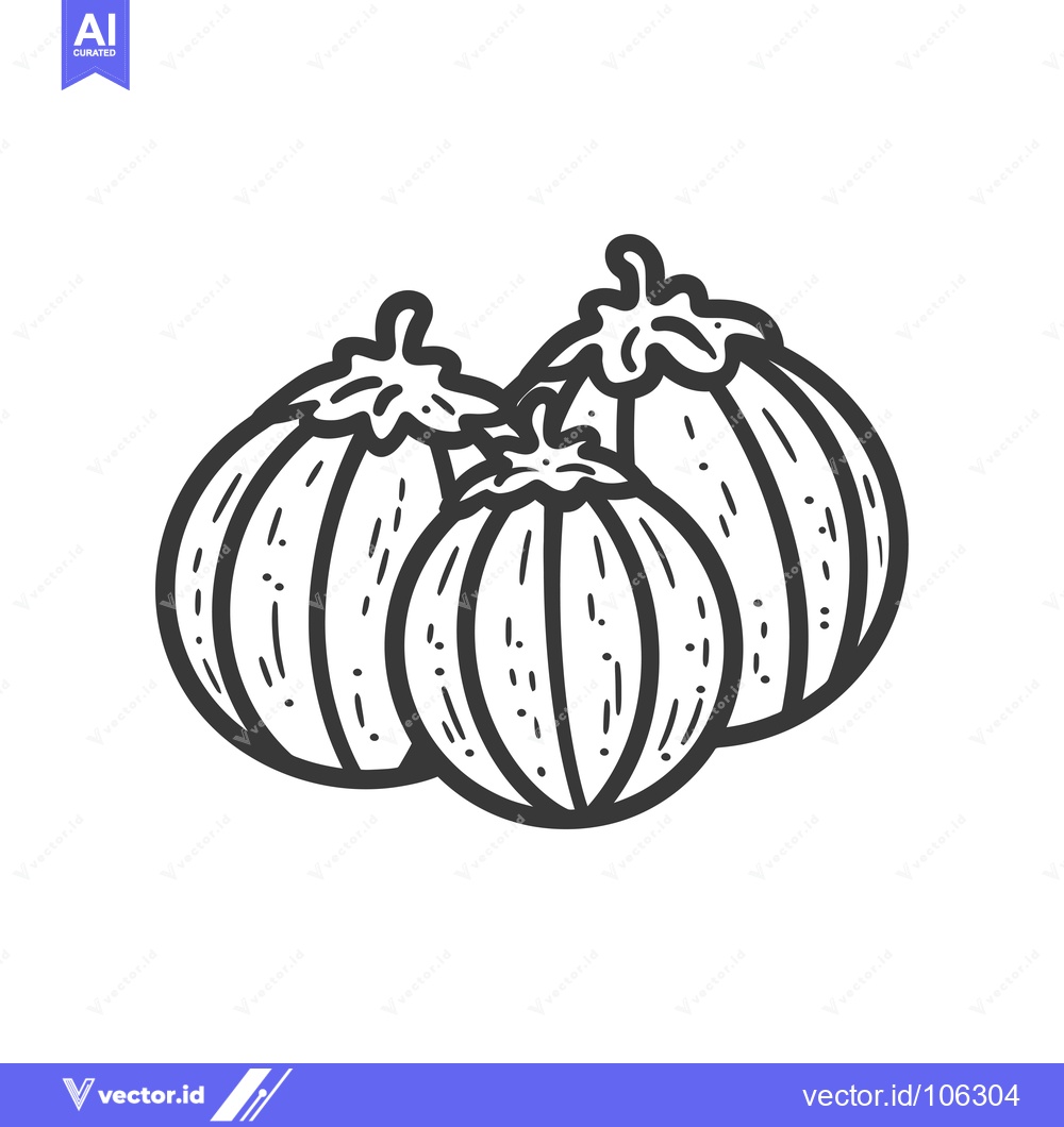 Premium Vector of Three Pumpkins in a Line Art Style