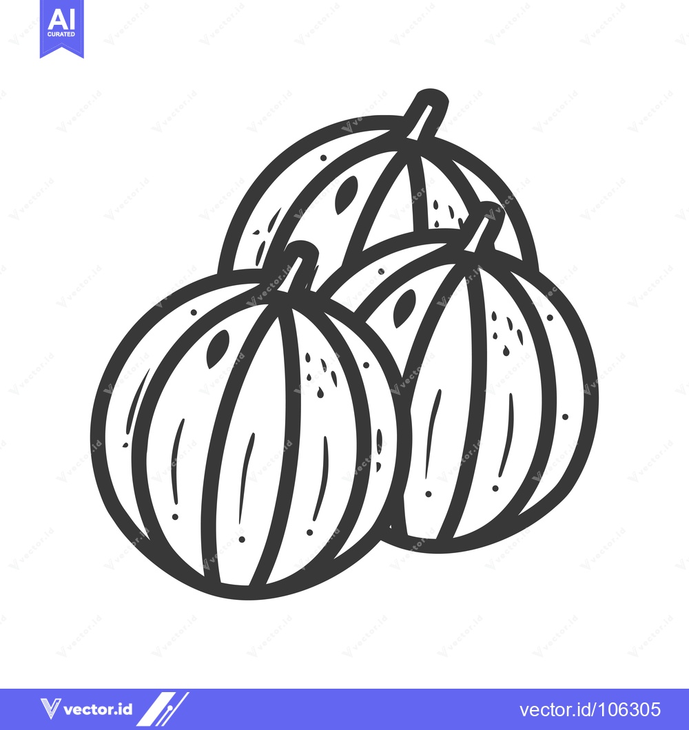 Premium Vector dari Three Pumpkins in Black and White Line Art