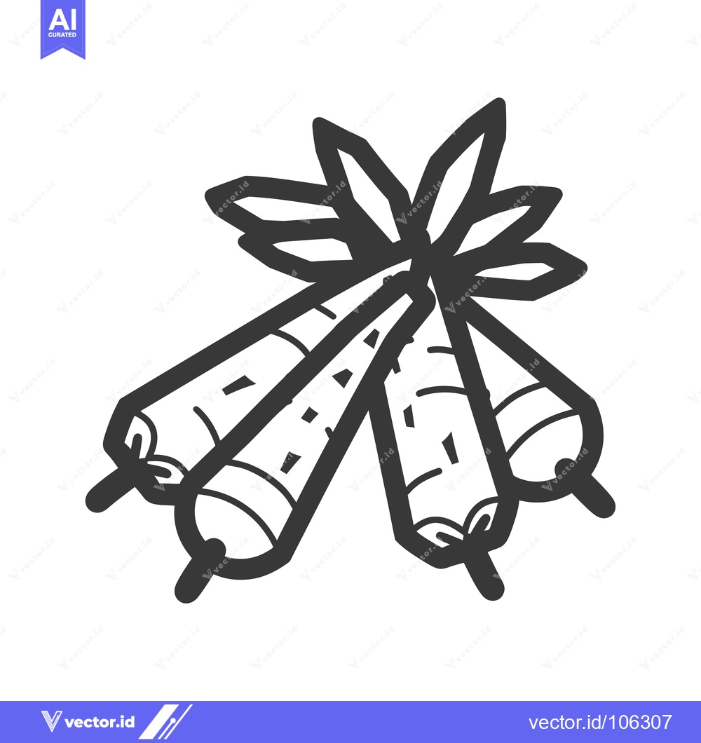 Premium Vector dari Three Rolled Up Leaves With Sticks