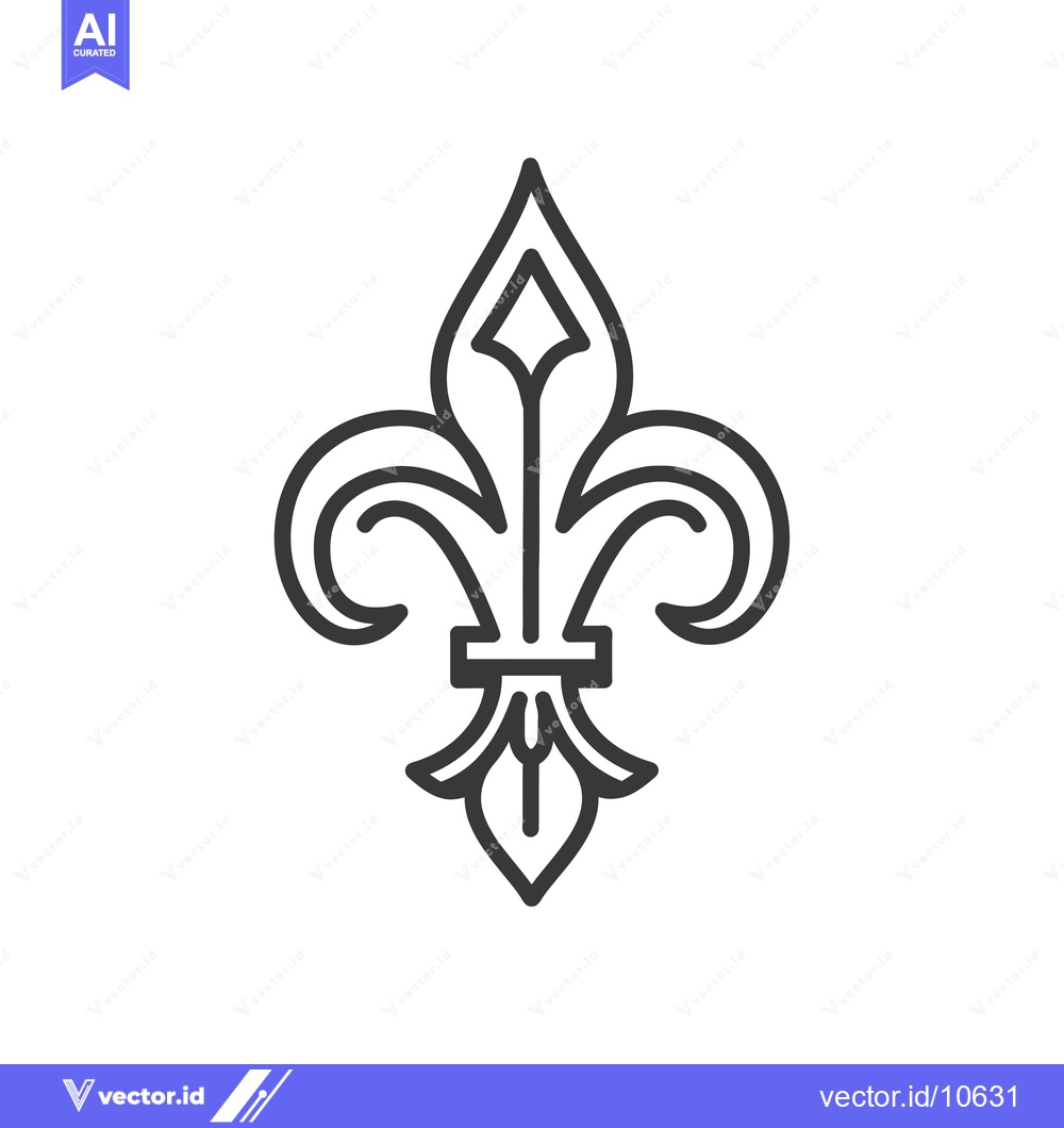 Premium Vector of A Black and White Outline Drawing of a Fleur-de-lis