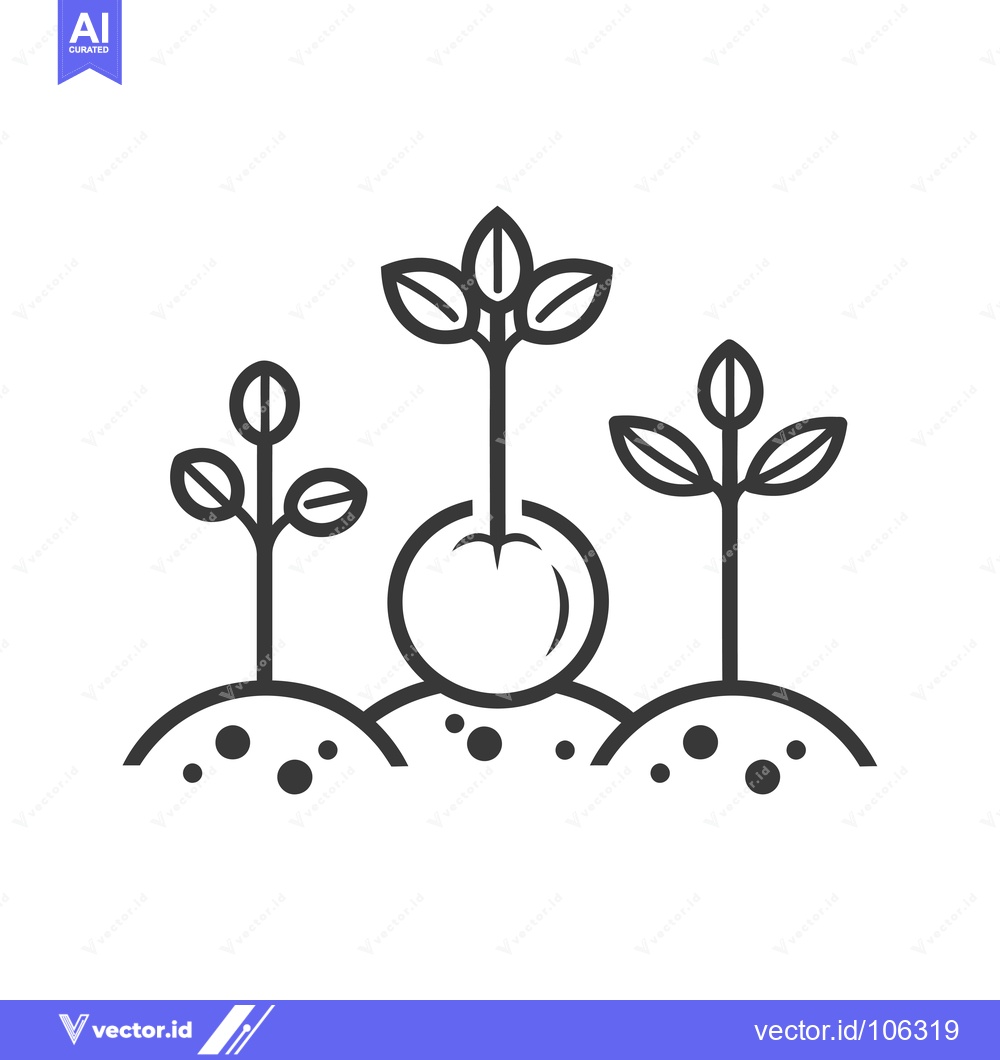 Premium Vector of Three Seedlings Emerging From Soil