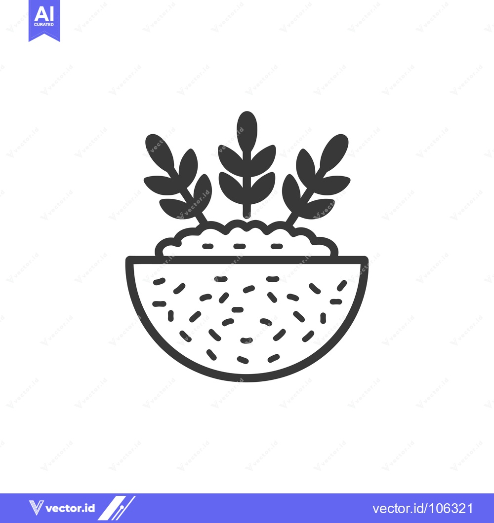 Premium Vector of Three Seedlings Growing in a Half-Circle Pot with Dotted Surface