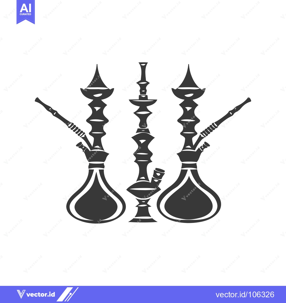 Premium Vector of Three Silhouette Hookahs with Intricate Designs