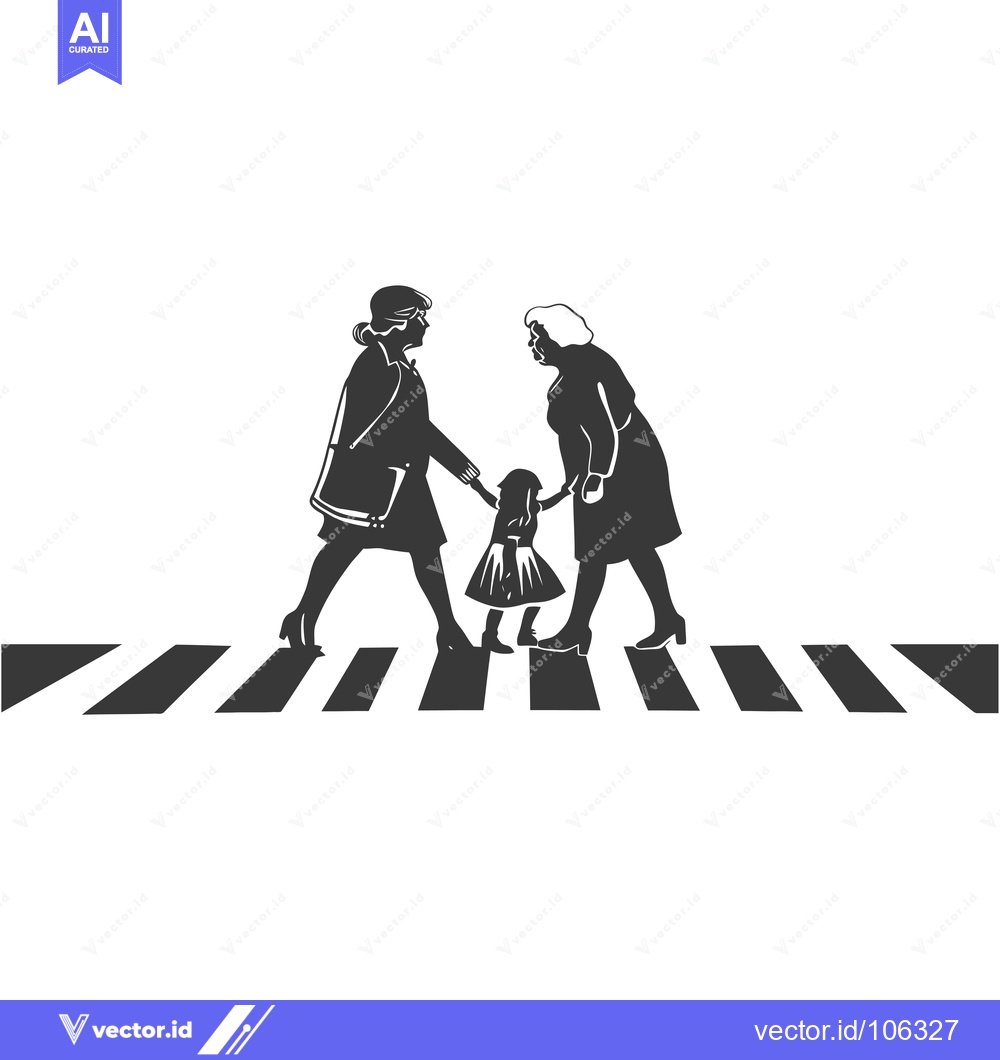 Premium Vector dari Three Silhouettes Crossing a Crosswalk