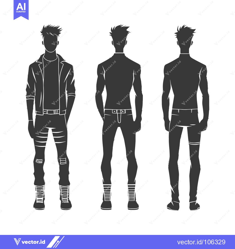 Premium Vector of Three Silhouettes of a Man in Different Poses