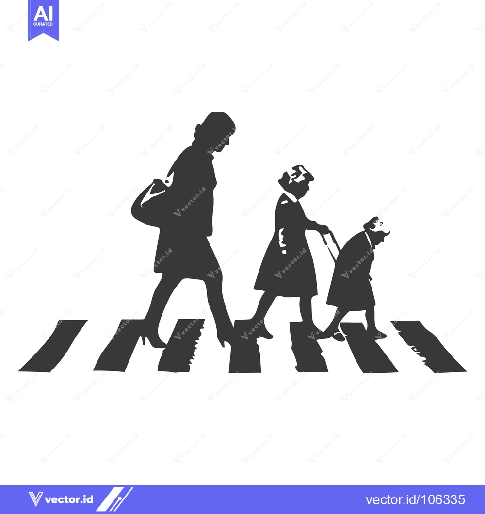 Premium Vector dari Three Silhouettes Walking Across a Crosswalk