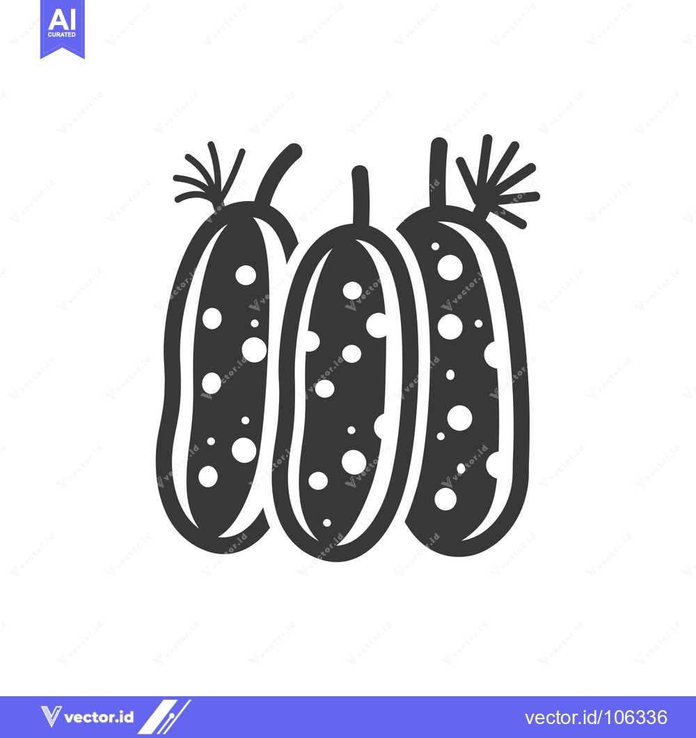 Premium Vector of Three Simple Black and White Cucumbers with Stems