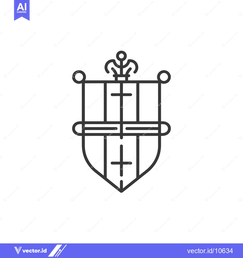 Premium Vector dari A black and white outline drawing of a medieval heraldic shield with a