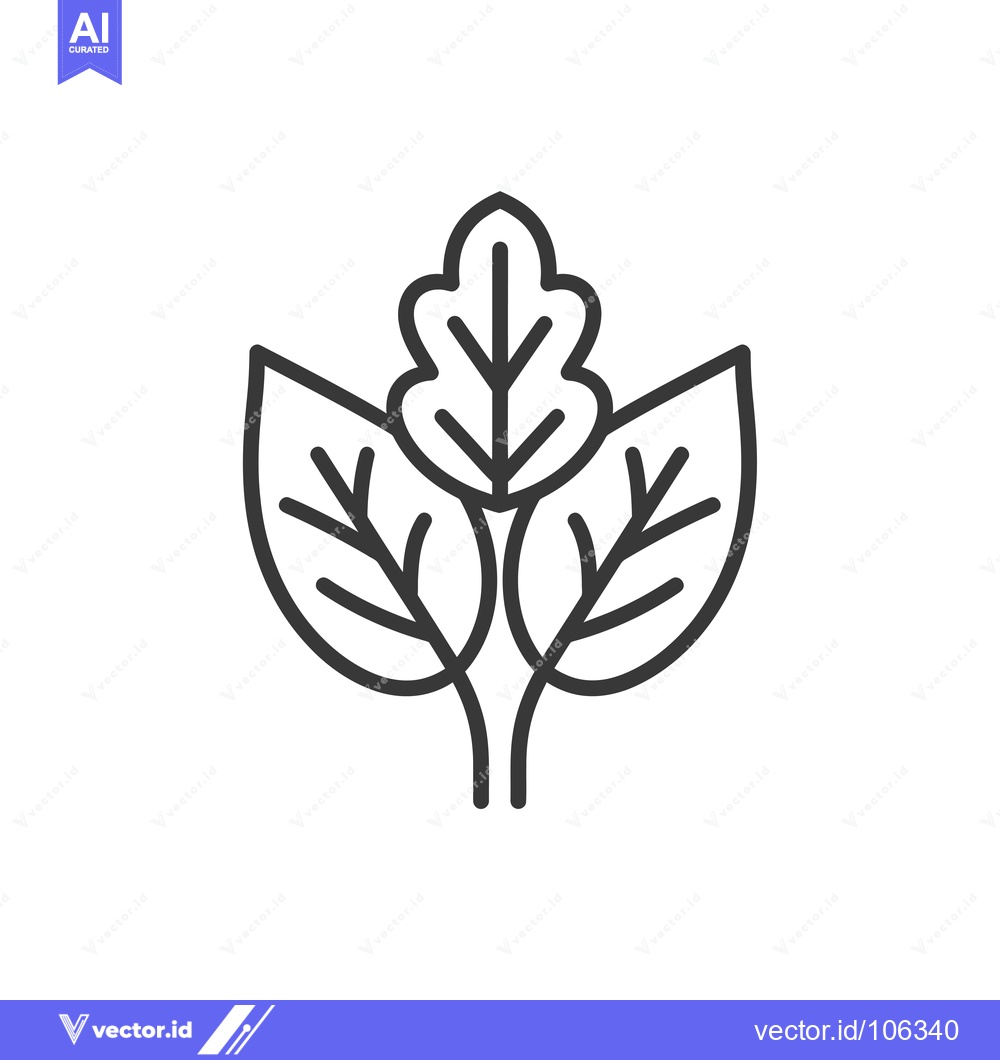 Premium Vector dari Three Simple Line Drawings of Leaves