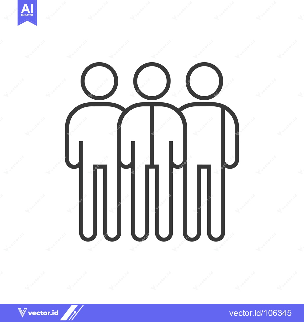 Premium Vector dari Three Simple Line Drawings of People Standing Side by Side