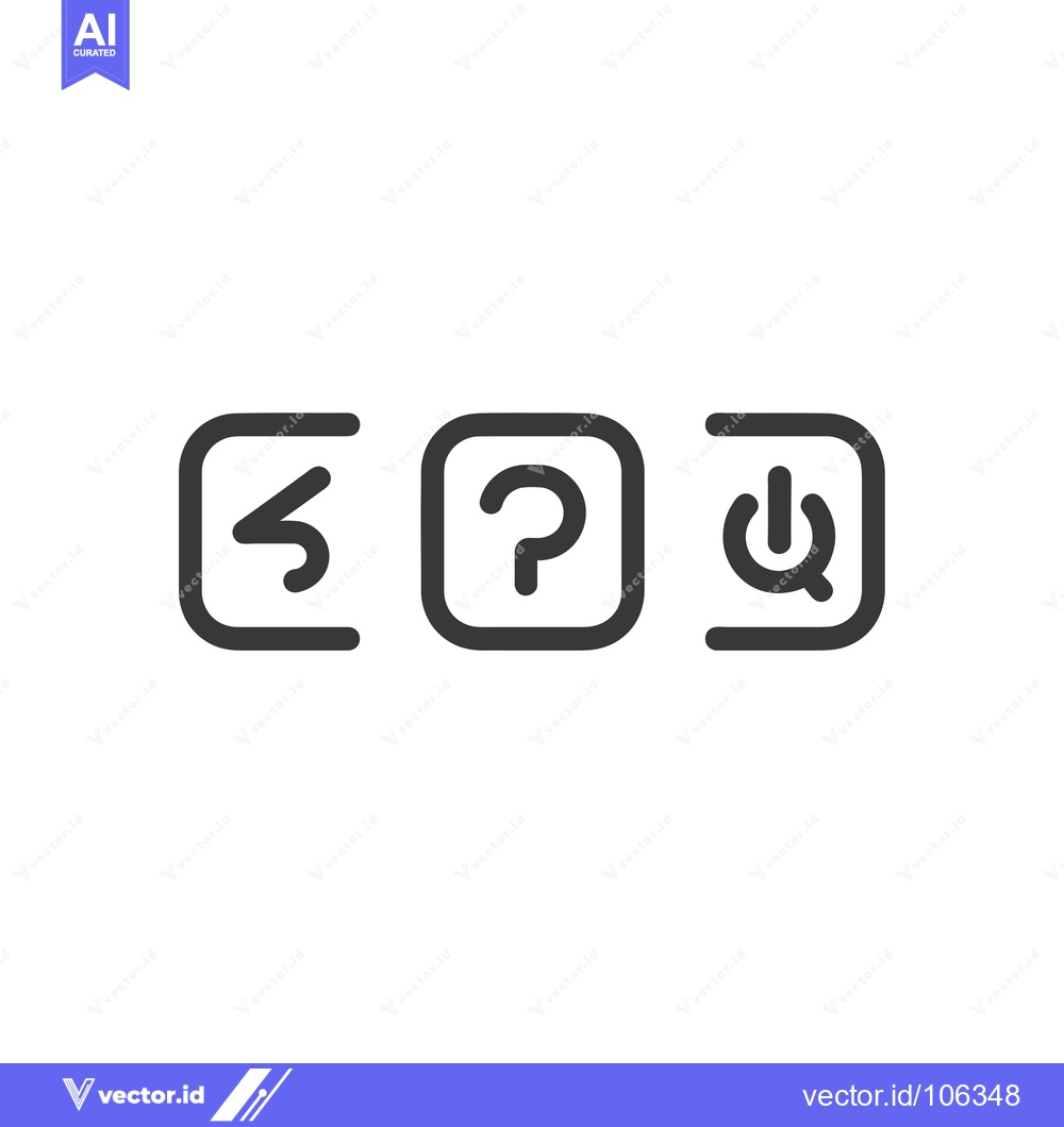 Premium Vector dari Three Simple Outline Icons: Back Arrow, Question Mark, and Power Butto