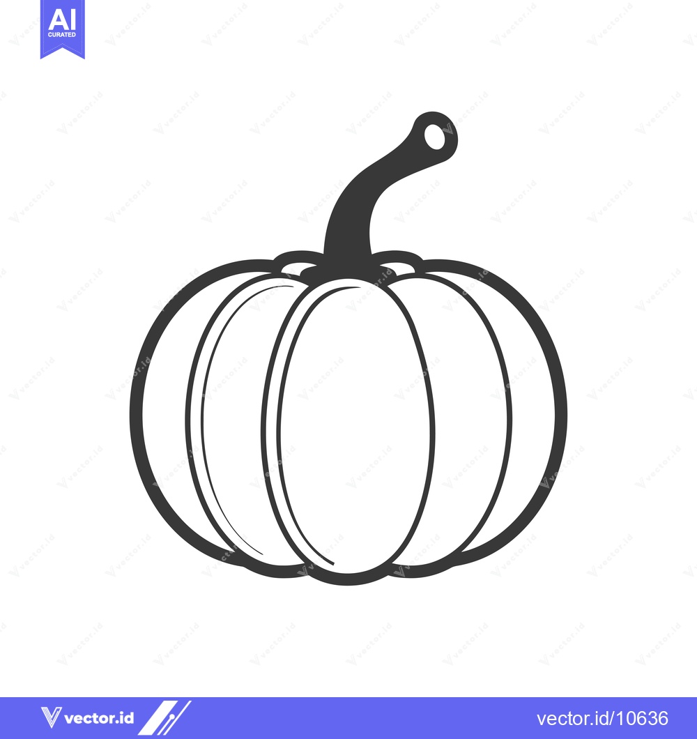 Premium Vector dari A Black and White Outline Drawing of a Pumpkin
