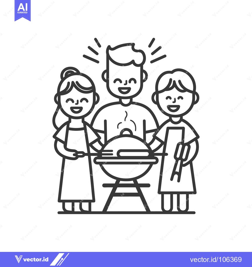 Premium Vector dari Three Smiling Friends Enjoying a Barbeque