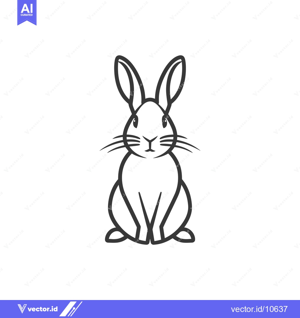 Premium Vector of A Black and White Outline Drawing of a Rabbit Sitting Up
