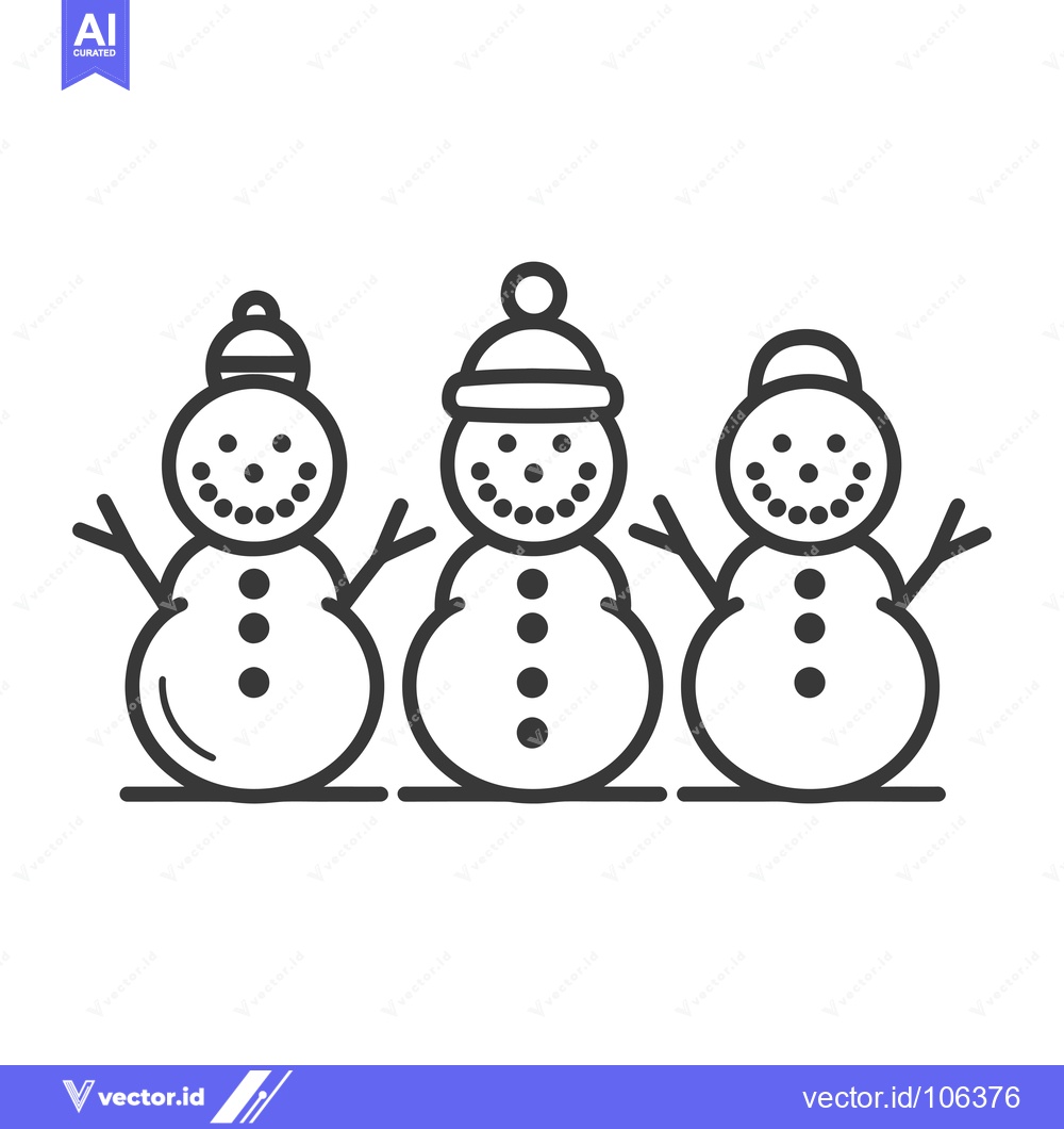 Premium Vector of Three Smiling Snowmen Wearing Hats