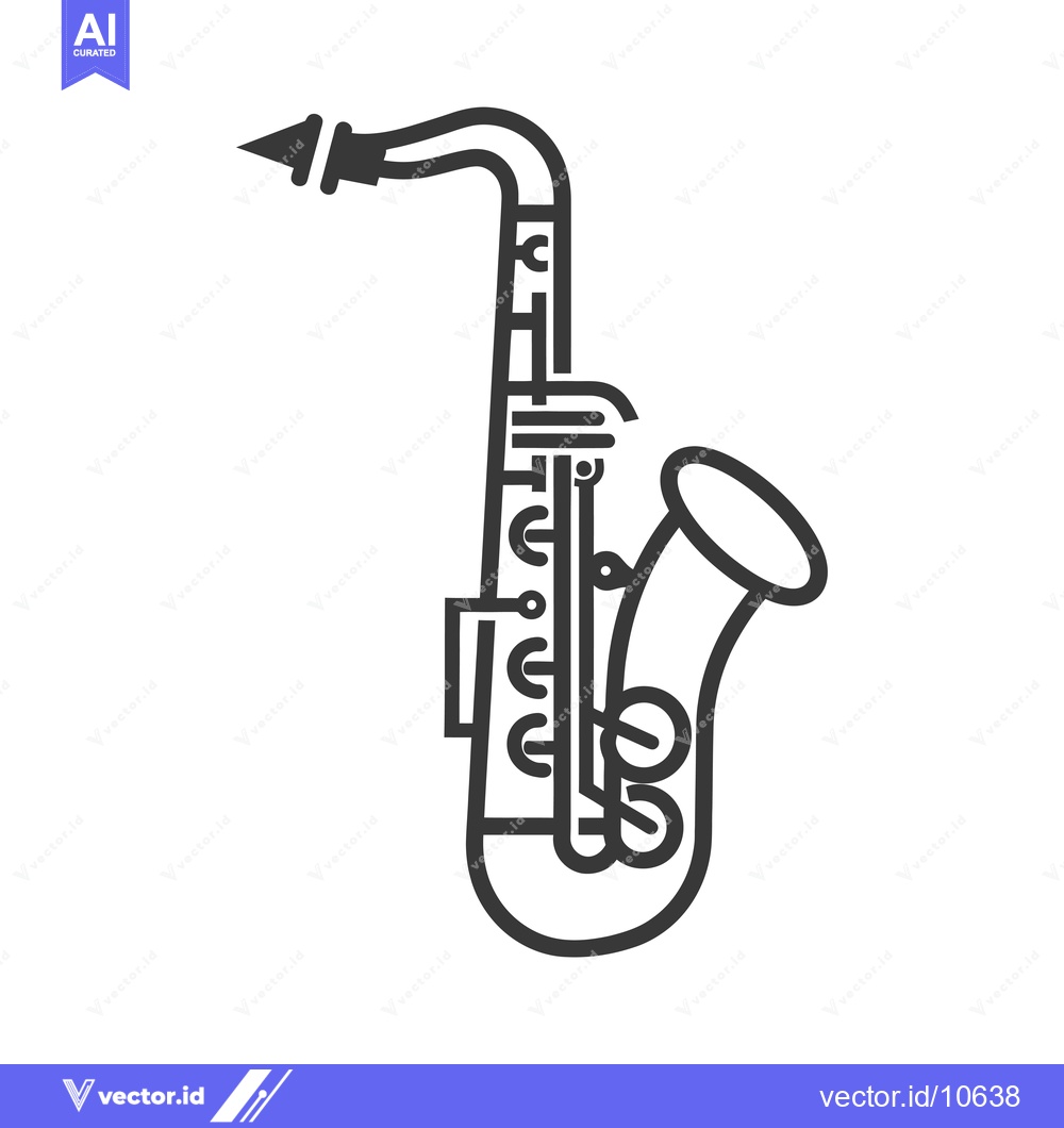 Premium Vector of A Black and White Outline Drawing of a Saxophone
