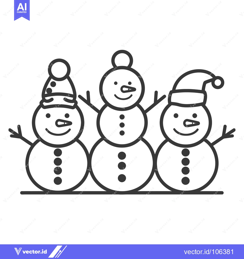 Premium Vector dari Three Smiling Snowmen Wearing Winter Hats
