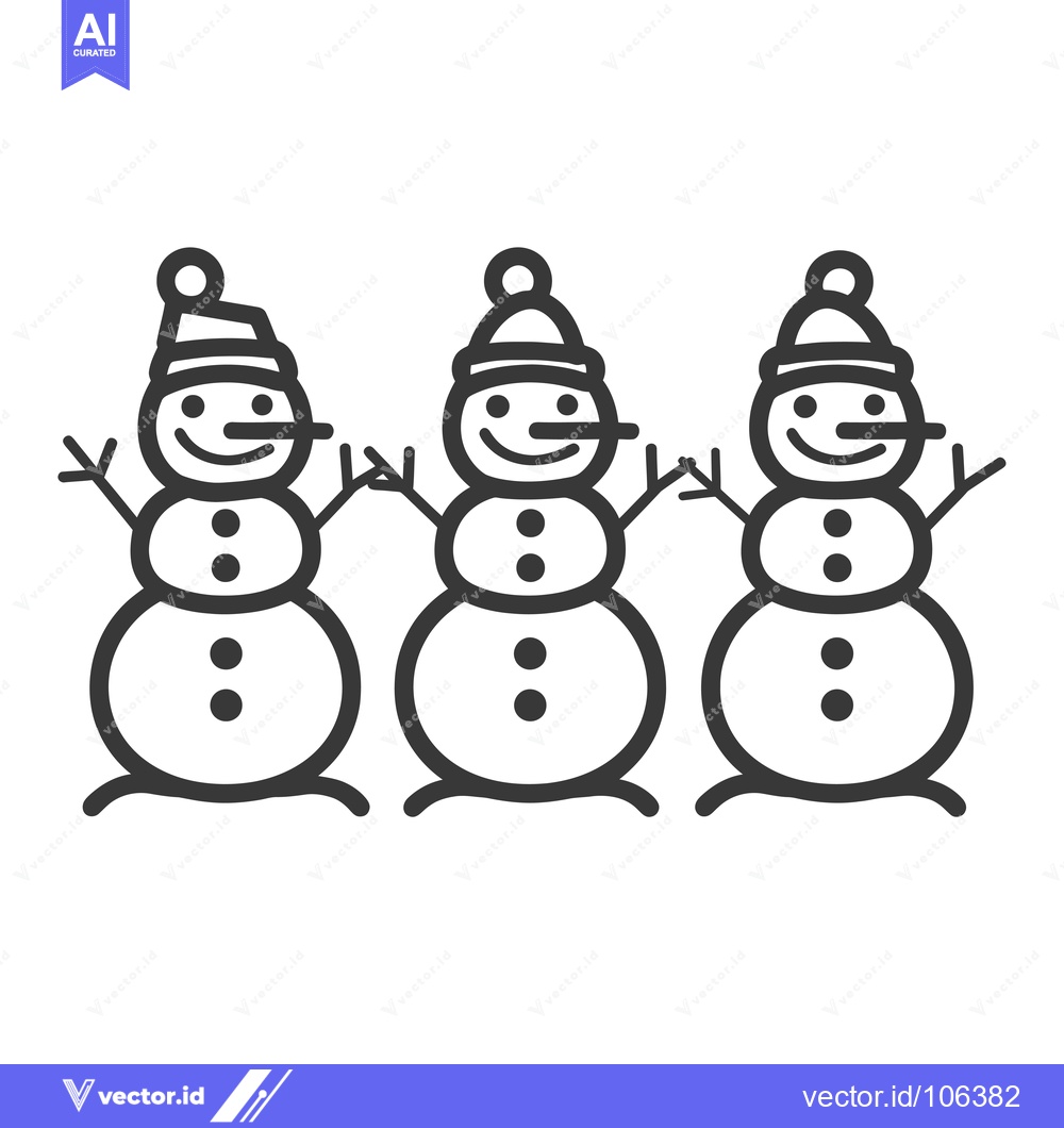 Premium Vector of Three Smiling Snowmen With Hats And Carrots