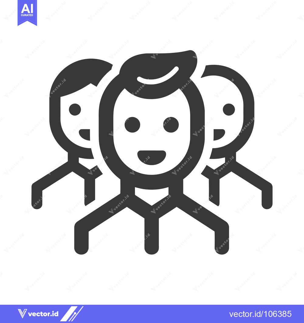 Premium Vector of Three smiling stick figures standing together
